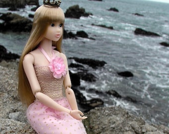 Momoko Pink & Gold Dress - Fits Many Other Dolls