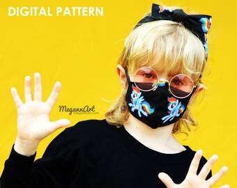 PDF PATTERN: Face Mask with Headband, Size Child/Extra Small