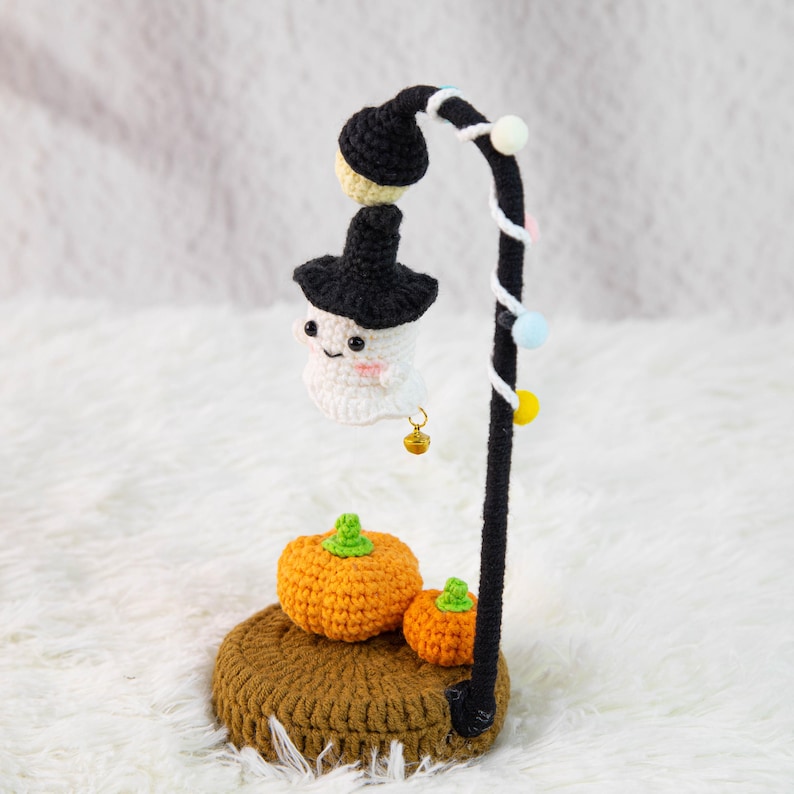 Crochet Floating Ghost Lamp | Cute Halloween Night Light | Handmade Mini Ghost Table Lamp for Spooky Season Home & Party Decor image 1
