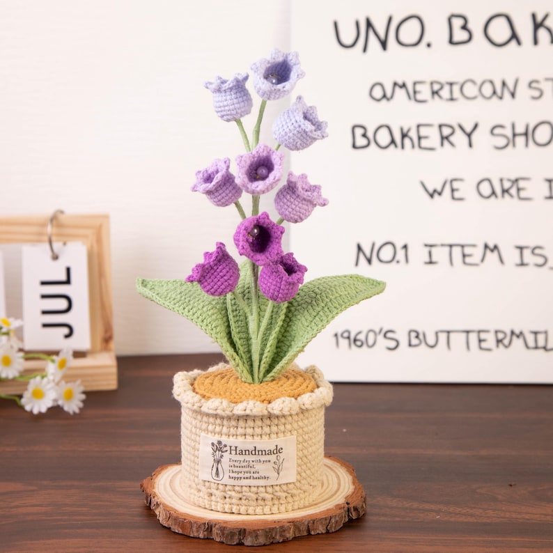 gehäkelte Maiglöckchen-Lampe | Topfblume Licht | Schreibtisch Dekoration Nachttischlampe | Einzigartiges für immer Geschenk | Geschenk zum Muttertag Gradient orchid
