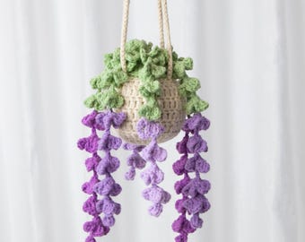 Customized Crochet Flower Car Charm/ Adorable Plant-Themed Hanging Ornament/ Personalized Gift for Succulent Lover/Gift For Her