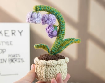 Crochet Lily of the Valley Flower Pot, Handmade Knitted Plant Decor, Cute Crochet Flower Gift, Spring Home Decoration