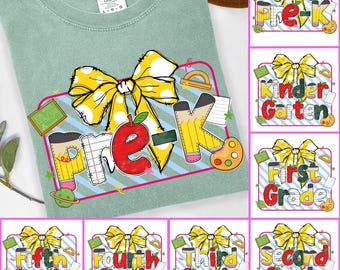 Girly Back to School PNG, Coquette First Day Of School, Back to School Bundle PNG, Coquette Teacher First Day of School Png