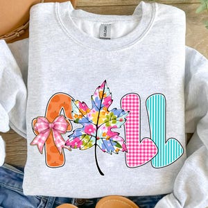 Whimsical Fall Png, Colorful Checkered Fall PNG, Coquette Bow Fall, Preppy Fall PNG, Fall Coquette PNG, Girly Floral Fall png