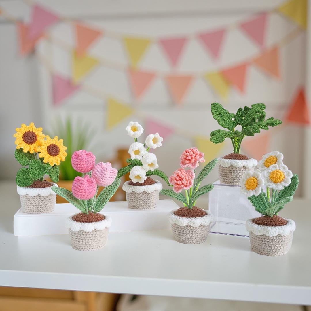 TYMAR Set Di 2 Vasi Per Fiori A Forma Rotonda Effetto Uncinetto - Crema - ø 16 Cm - Senza Fori Di Drenaggio