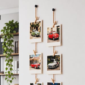 Stylish photo rope made of natural hemp twine with rustic clips – Perfect for photos and postcards | Photo rope handmade in Germany