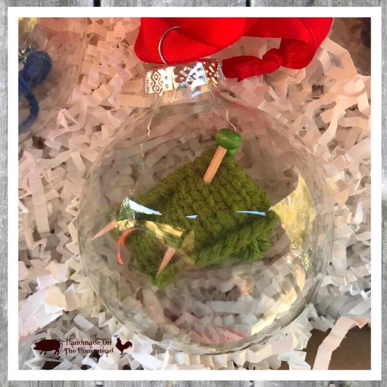Knitting Christmas Ornament Miniature Knit Glass Ornament Etsy