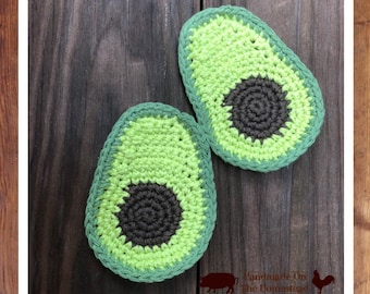 Avocado coasters, avocado lover, avocado gift, green avocado, crochet coasters, cotton coaster, decor, crochet avocado, guac, guacamole