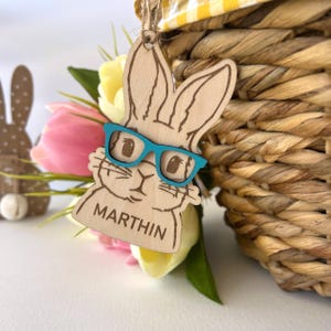 Nome personalizzato della carta del coniglietto di Pasqua, etichette del cestino di Pasqua, etichetta di Pasqua personalizzata del coniglietto, etichette regalo di Pasqua, ciondolo con nome per bambini, uova di Pasqua,
