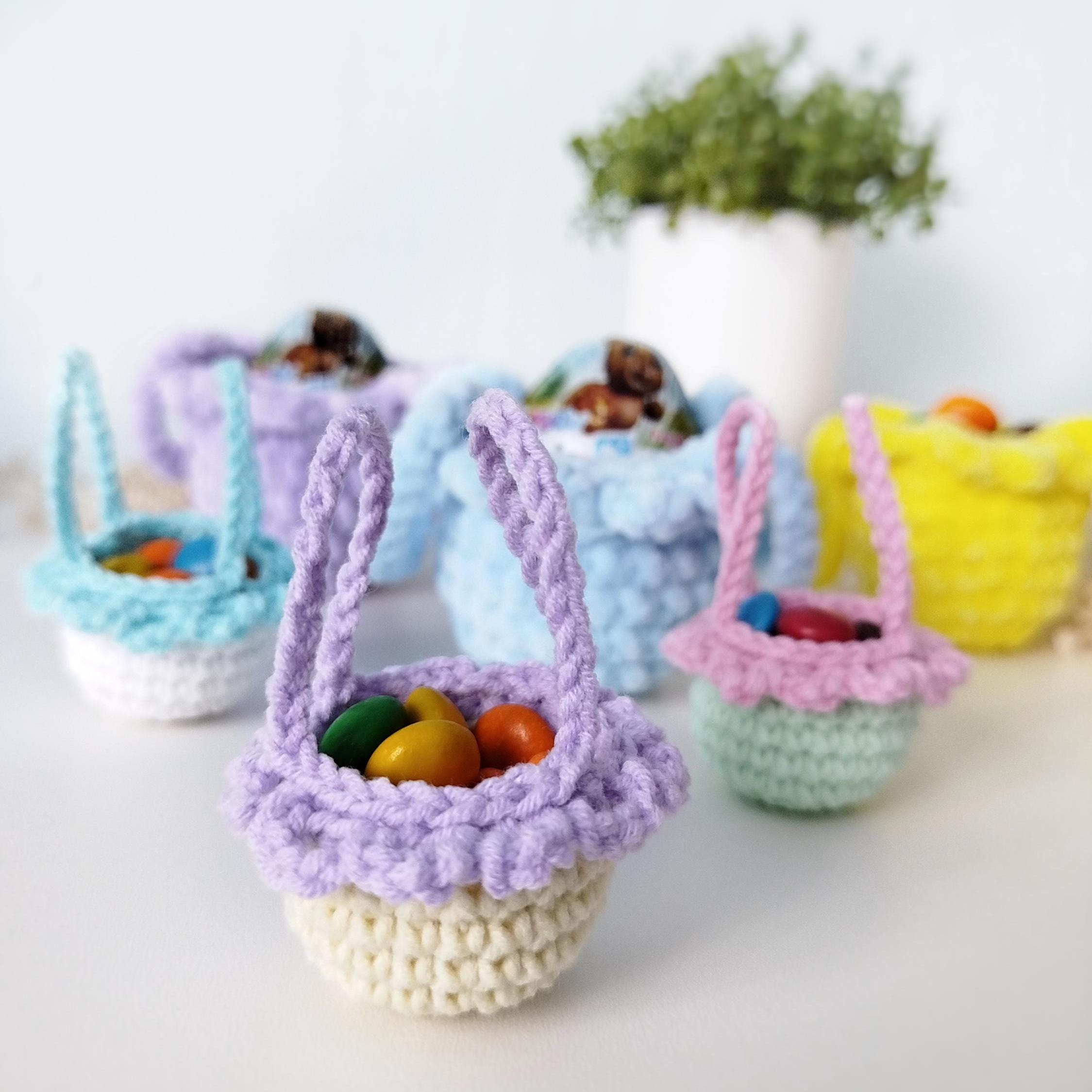 Mini Easter Basket Crochet Pattern No Sew, Quick Easter Basket Crochet ...