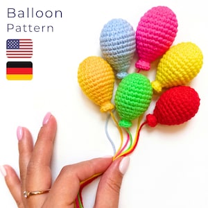 MODELLO all'uncinetto per palloncino, palloncino all'uncinetto, piccolo palloncino di peluche, amigurumi Modello all'uncinetto facile, palloncino applicato, palloncino in miniatura