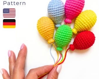 Crochet PATTERN balloon, crochet air balloon, small plush balloon, amigurumi Easy crochet pattern, applique balloon, miniature balloon