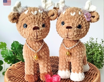 Crochet fawn pattern, crochet deer plush pattern, amigurumi Fawn Pattern, Deer Amigurumi Pattern, reindeer Amigurumi tutorial PDF in English