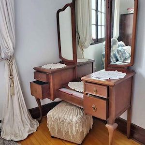 Art deco waterfall vanity 1940s beautiful dressing table wood