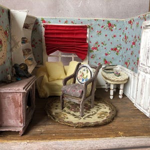Dollhouse Miniature Room box diorama Small room miniature Vintage dollhouse living room Home decor