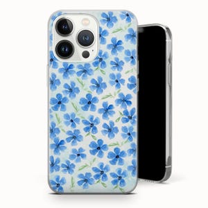 Flower Phone case Blue Flower Cover for iPhone 16 Pro Max, 15 Plus, 14, 13, 12, 11, XS & Samsung S25, S24, A56, A55, Pixel 9, 8
