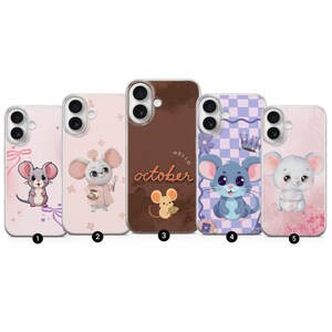 Custodia per mouse Beach Cute Animal per iPhone 16 Pro Max, 15 Plus, 14, 13, 12, 11, XS e Samsung S25, S24, A56, A55, Pixel 9, 8