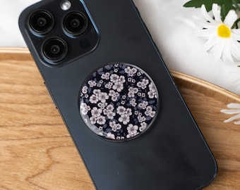 Grayish Blue Flowers  Magnetic Kindle Grip, MagSafe Kindle Grip, Kindle Holder, Kindle Accessories, Kobo Grip, Phone Grips, Gifts for her
