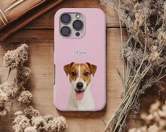 Personalized Dog Portrait Phone Case, Custom Pet Photo iPhone Cover