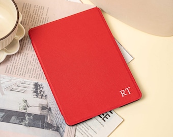 Red PU Leather Kindle Cover: Personalized Embossed Case, Auto Sleep/Wake