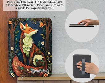 Whimsical Forest Fox Kindle Case Cover for Paperwhite 12th/11th gen case, Kindle Case 2024, Kindle Colorsoft, Kobo Clara BW case, Clear back