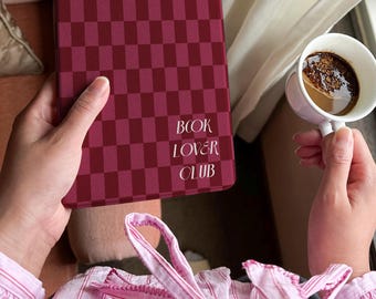 Kindle Paperwhite Case Red Checkered | Cozy Bookish Cover with Hand Strap | BookTok Aesthetic Gift | Kobo Clara