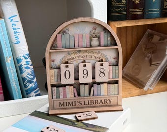 Personalized Reading Tracker | Books Read This Year Counter | Book Lover Gift | Reader Shelf Decor | Library Reading Challenge
