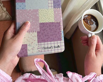 Custom Cottagecore Patchwork Kindle Case, Personalized Name E-Reader Cover, Cute Quilted Sleeve for Paperwhite, Aesthetic Book Lover Gift