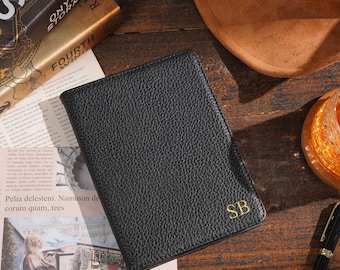 Personalized PU Leather Kindle Case, Black Kindle Cover, Custom Initials, Paperwhite 12th 11th Gen, Book Lover Gift for Him