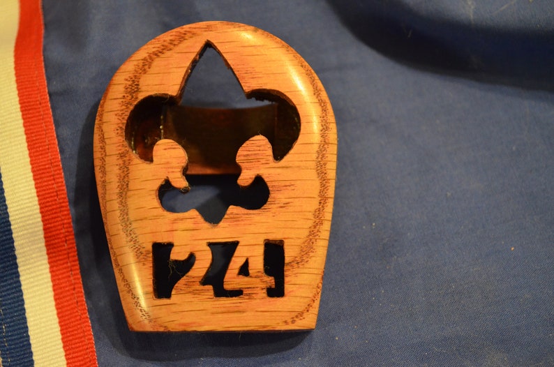 Custom Made Boy Scout Neckerchief Slide With Unit Number Solid Etsy