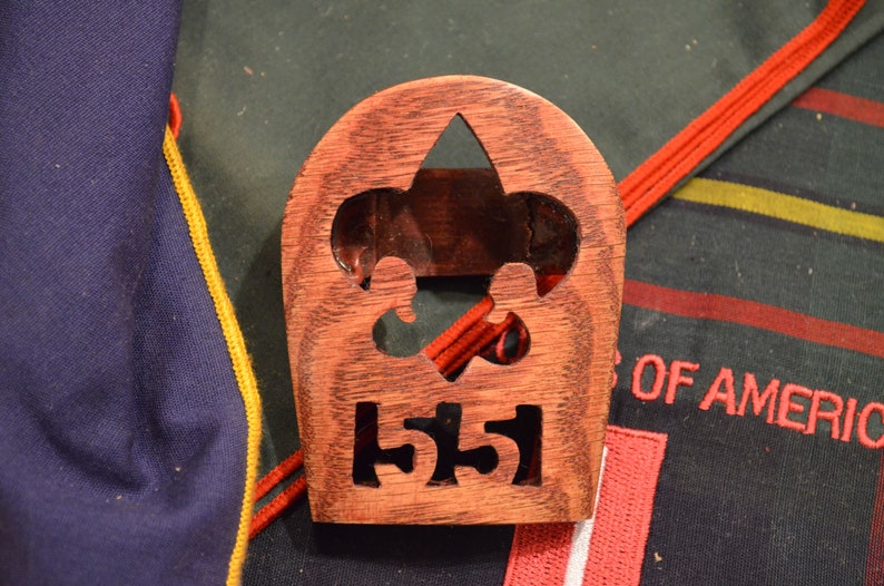 Custom Made Boy Scout Neckerchief Slide With Unit Number Solid Etsy