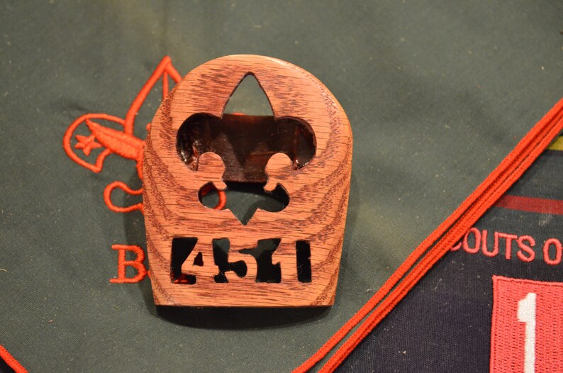 Custom Made Boy Scout Neckerchief Slide With Unit Number Solid Etsy