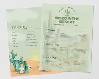 Plantilla de itinerario para despedida de soltera: Disco en el desierto