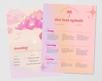 Plantilla de itinerario para despedida de soltera - Palm Beach Bach