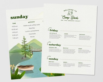 Plantilla de itinerario para despedidas de soltera - Camp Bachelorette