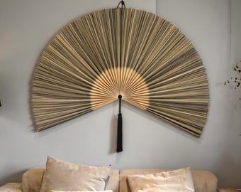 Bamboo Fan Wall Decor Large Folding Wall Fan Asian Wall Art Oversized Fan Headboard Boho Statement Wall Hanging