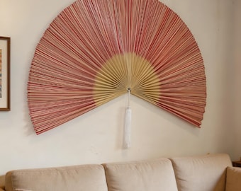 Oversized Bamboo Fan Wall Decor Large Folding Wall Fan Asian Wall Art Statement Headboard Living Room Decor