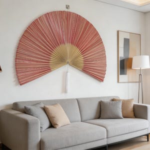 Oversized Bamboo Fan Wall Decor Large Folding Wall Fan Asian Wall Art Statement Headboard Living Room Decor