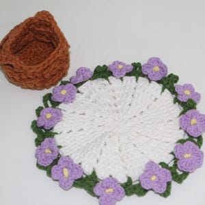 3-in-1 Flower Coaster Crochet Pattern, Rose Coaster and Flower Basket Crochet, Flower Coaster Amigurumi Crochet, Crochet Coasters Pattern