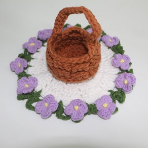 3-in-1 Flower Coaster Crochet Pattern, Rose Coaster and Flower Basket Crochet, Flower Coaster Amigurumi Crochet, Crochet Coasters Pattern