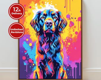 Custom Pop Art Pet Portrait  Colorful Dog or Cat Artwork Rainbow Pet Memorial Gift Unique Pet Lover Wall Art Print