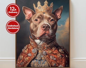 Custom Renaissance Pet Portrait  Royal Dog & Cat Painting  Portrait from Photo  Renaissance Dog Portrait from Photo Royal Pet King Portrait