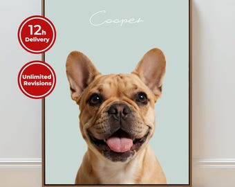 Custom Pet Portrait Digital Pet Portrait from Photo Dog Portrait Cat Portrait Personalized Pet Art Print Pet Painting Pet Lover Gift
