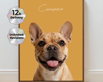 Retrato de mascota personalizado, retrato de mascota a partir de una foto, retrato de perro, retrato de gato, pintura de mascota personalizada, impresión artística de mascota, monumento conmemorativo único para mascota.