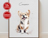 Mini Custom Watercolor Pet Portrait  Digital Pet Painting from Photo Dog Sketch Art Personalized Pet Memorial Cat & Dog Lover Gift