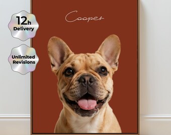 Digital Pet Portrait Custom Pet Portrait from Photo Dog Portrait Cat Portrait Personalized Pet Painting Pet Art Print Christmas Gift for Pet