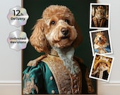 Digital Pet Portrait — Custom Pet Portrait, Personalized Dog & Cat Portrait, Regal Royal Pet Painting, Instant Download