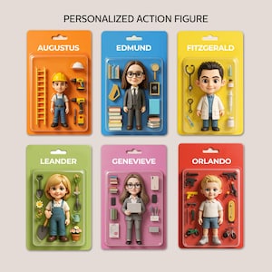 Personalized Action Figure Portrait custom cartoon photo art  AI action figure gift photo to toy figure custom doll portrait fun bday gift