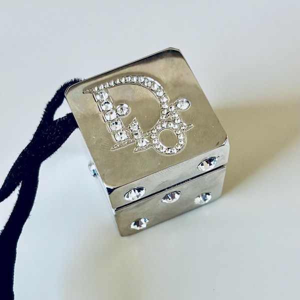 Vintage Dior Play Cube Charm Lipgloss 2005 Silver with white crystals