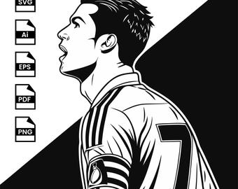 Cristiano Ronaldo SVG, Soccer Player CR7 Clipart, CR7 Silhouette, Football Vector File, Printable File, Instant Digital Download, Eps, Png